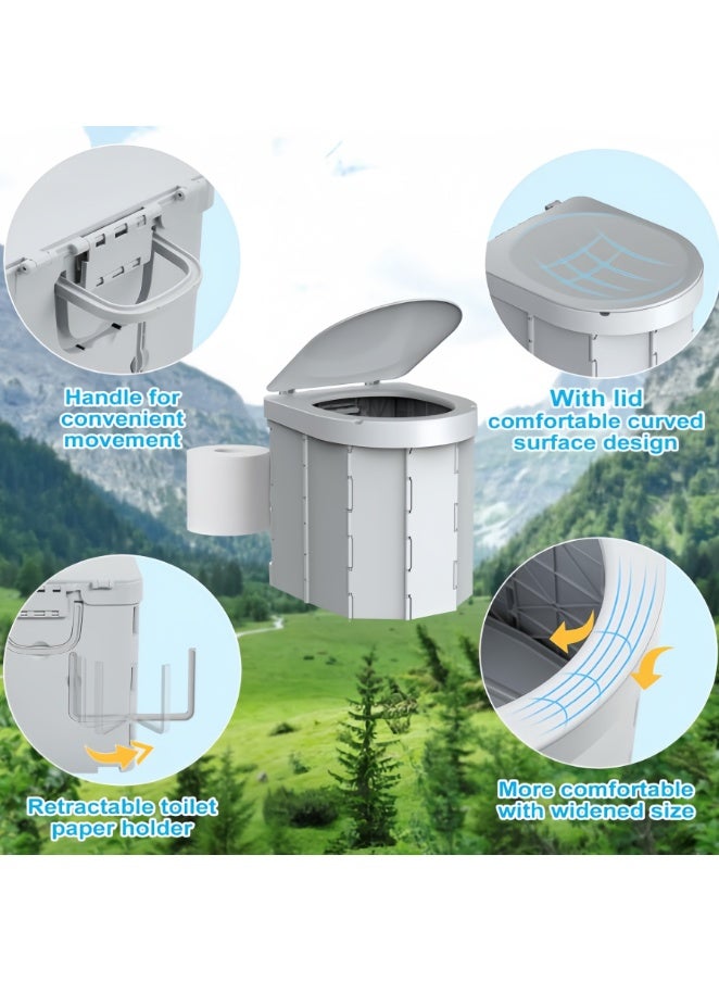 Portable Toilet, Outdoor Camping Toilet Fishing Toilet Camper van Toilet Collapsible Toilet Bucket Portable Loo Camping Loo Camping WC (Grey) - Image 2